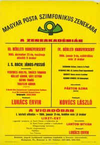 Plakát - Postás Szimfonikus Zenekar a Zeneakadémián, 1985-1986